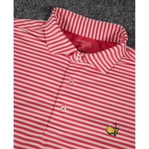 Masters Tech Golf Polo Shirt Mens M Red Striped Performance Augusta